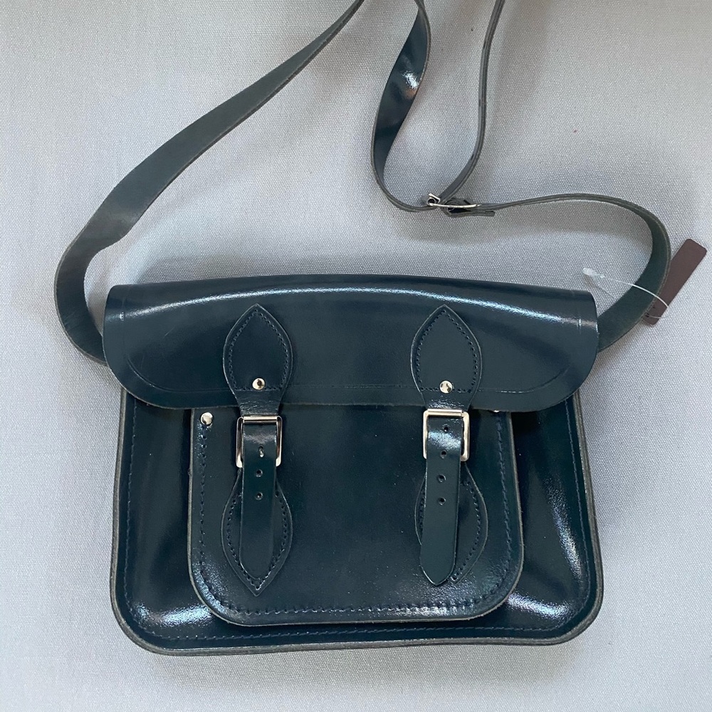 NWT Cambridge Satchel Company Blue Patent Bag